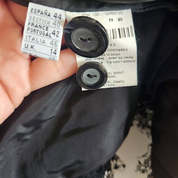 Simorra Barcelona Jacket Blazer Womens 10 Wool Fringe Button Front Career Work L - Picture 5 of 8